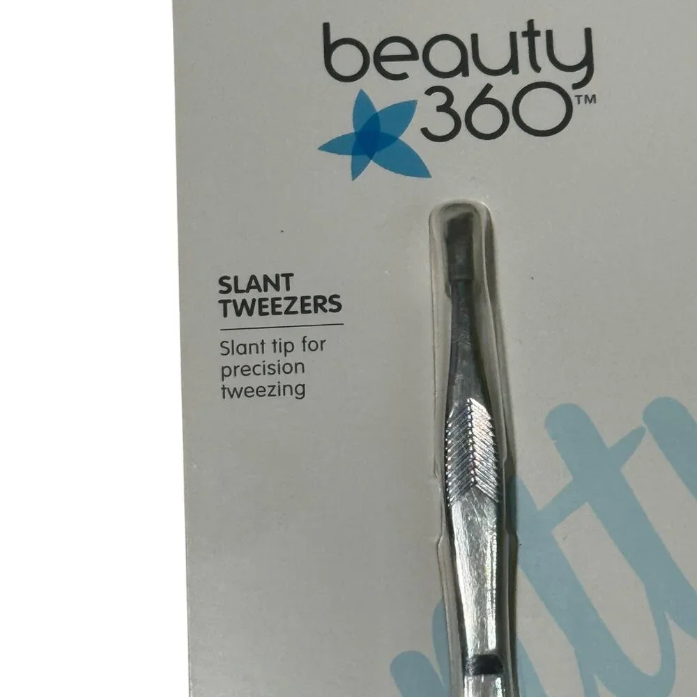 Beauty 360 Slant Tip Tweezers For Precision Hair Removal stainless steel‎ new.